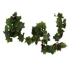 Fleurs décoratives Green Wired Artificial Grape Vine Garland avec grappes de raisins rouges pour les mariages festivals Fêtes décorations intérieures