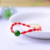 Strand Wholesale Light Red Natural Crystal Bracelets Rice Shape Bead Bracelet Lucky For Women Girl Single Lap Jewelry