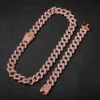 Iced Out Miami Cuban Link Chain Mens Rose Gold Chains Thick Necklace Armband Fashion Hip Hop Jewelry2357450