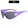 Sunglasses Rimless Y2K For Women Men Trendy Wrap Around Punk One Piece Goggles Oversized Sports Sun Glasses1002026