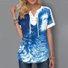 Camisas femininas 4xl 5xl Mulheres camisa xadrez bohemiana Camisa de cordão 3D Print Print Feminino Vintage 2022 Summer Loose Tees Femme