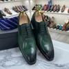 Size 6 To 13 Mens Oxford Dress Shoes Genuine Leather Handmade Green Lace-Up Brogue Classic Party Wedding Formal Shoes for Men