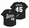 Herren MICHAEL Jodan #45 BIRMINGHAM BARONS Baseball-Trikots Schwarz Weiß Grau Top genäht Film MICHAEL Birmingham Barons Retro-Shirt Hoch