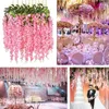 12st/Lot Wisteria Artificial Flowers Hanging Garland Vine Rattan Fake Flower String Silk for Home Garden Wedding Decoration