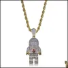 Collane con ciondolo Gioielli Hip Hop Zircone Astronauta Iced Out Cool Collana con pendente da uomo Catena in oro per uomo Moda Drop Delivery 2022 Dhfyq