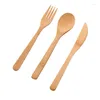 Set di stoviglie 1 Set Posate da viaggio in bambù Forchetta Coltello Cucchiaio Utensili da cucina riutilizzabili Ecologico Degradabile