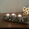 Держатели свечей ретро -антикварные роттаны держатель из деревянной смолы ремесленник канделябра домашняя медитация столовая украшения аромат буугеоар а