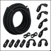 Colliers de serrage 6An An6 Raccords de carburant d'huile Extrémité de tuyau 0And45And90And180 Degrés Adaptateur Kit Ligne tressée 5M Noir avec pinces Pqy-Ofk65Bk Dro Dhcpe