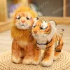 25 cm Lebensechte Tiger Leopard Plüschtiere Weiche Wilde Tiere Simulation Brauner Löwe Puppe Kinder Kinder Jungen Geburtstagsgeschenke