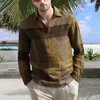 Мужские повседневные рубашки осень мужская рубашка цветовой блок лацка мягкие тонкие пуговицы поворотный воротник с длинными рукавами винтажные или кожа весны