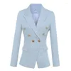 Damespakken dames blazer lange mouw metalen metalen leeuwen met dubbele borsten met metalen leeuwenjas vacht formeel kantoor dame mode feminino kleding