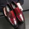 Klassischer Stil aus Rindsleder, elegante Brogue-Schuhe für Herren, zum Schnüren, spitze Zehen, atmungsaktive Schuhe für Herren, hohe Qualität, Größe 39–46
