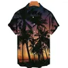 Men's Casual Shirts Fashion Men's Coconut Hawaiian Shirt Color Print Beach Aloha Short Sleeve XL 5XL Camisa Hawaiana Hombre