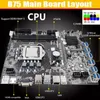 マザーボードB75 BTCマイニングマザーボード12 PCIETO USB LGA1155 SATAケーブル4PIN 6PIN ETH