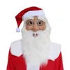 Bühnenkleidung Weihnachtsmann kommt Maske Weihnachten Cosplay Plüsch Vater Outfit Kostüm Weihnachten Männer Mantel Hosen Bart Gürtel Hut Full Set T220901