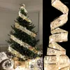 Decorazioni natalizie Fiocchi in nastro Stringhe di lucine a doppio strato con ornamenti per alberi a led Anno Decorazioni per la casa per la festa di Natale