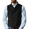 Mäns västar Mäns kostym Vest Double Breasted Retro Suede Steampunk Waistcoat