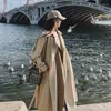 Damski okopa płaszcza damska kurtka damska wiosna jesień długi płaszcz żeński brytyjski styl swobodny moda khaki lapel luźne panie