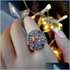 Bröllopsringar Bröllopsringar Luxury Big Crystal Engagement Ring Vintage Sier Color Princess Cut Zircon för kvinnor överdrivna punk judar dhwzu