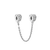 Silver Classic Charm Heart Daisy Safety Chain diy Fit Pandora Style Clip women gift