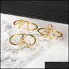 Anéis de casamento anéis de casamento letra de lapidação simples para mulheres nomes empilháveis ​​anel de jóias de jóias note de natal presente s dhrb7