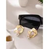 Boucles d'oreilles Yhpup mode fleur luxe perles naturelles coquille boucle d'oreille géométrique bijoux faits à la main pour les femmes cadeau de fête