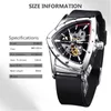 Wristwatches Winner Sports Style Watches Men's Transparent Mechanical Triangle Automatic Military Watch with Luminous Hands