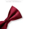 Bow Ties Top Quality Designer Two Layer Bowtie For Men Groom Wedding Party Butterfly Tie Set Pocket Gift Box Wine Red