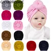 Chapeaux multicolores à la mode pour bébé, bonnet en coton élastique, bandeaux de naissance, Turban, accessoires pour cheveux de bébé, 2022