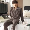 Men's Sleepwear Autumn Lovers Pajamas Solid Color Female Pijama Full Pure Cotton Button Cardigan Men Big Yards XXXL Pyjamas Women