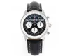 Luxo Mens relógio BLS Fábrica de aço inoxidável preto / azul Swiss 7750 Cronógrafo automático 28800VPh Sapphire Crystal Relógios de 43mm de couro