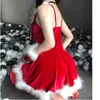 Sahne Giymek Noel Noel Partisi Balo Gown Lady Noel Baba Cosplay Comple lolita kolsuz kadife elbise hizmetçi garson üniforma iç çamaşırı T220901