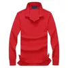 2023SS Automne Nouveaux Polos Chemise À Manches Longues Hommes Petit Cheval Logo Broderie Solide Coton Lâche Grand T-shirt Décontracté