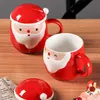 Canecas 1pcs Natal Cartoon Cute Cerâmica Drinks de chá de sobremesa de café da manhã suco de leite Copo de ano novo Drinkware Presentes Y22210