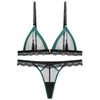 BRAS SETS SEXY BH SET FÖR KVINNA FRONT STÄNGNING TIRE FREE MESH BH MED THONG PANTIES LACE Trim Decoration Tassels Kvinnors underkläder T220907