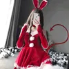 ステージウェア服を着たかわいいバニーガールレースチューブドレスアニメクリスマスサンタクロースコスプレカムロリータラビットメイドユニフォームセットドロップシップT220901