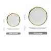 Din sets Sets Noordse keramische bord fruitsalade dessert kerstborden goud zwart porselein diner ronde bakken decoratief