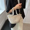 Abendtaschen Stroh Strand Schulter für Frauen Hohlschnitt Damen Handtasche 2022 Trend Reise Meer Stricken Shopper Tasche Handtaschen