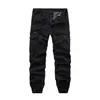 Pantalon homme Streetwear Hip Hop salopette décontractée kaki homme pantalon Cool Ankel attaché Joggers rubans Cargo 2022 automne