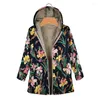 Women's Down Hooded Winter Coat For Women Long Sleeve Jacket Female Parkas Floral Zipper Coats Woman 2022 Fleece Warm 5XL