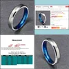 Wedding Rings Wedding Rings 4Mm Blue Inlay Titanium For Women Fashion Love Female Engagement Promise Jewelry Anillos Mujer Sieradenw Dhxer