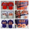 Maglia da baseball NCAA College Clemson Tigers 28 Seth Beer Jersey Bianco Arancione Viola Home Away Uomo Taglia S-XXXL