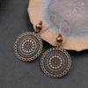 Dangle Earrings Vintage Hollow Ethnic Round Bronze Hanging For Women Ornaments Flower Wedding Jewelry Accessories Gifts