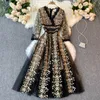 Evening Party 2023 New Style Lady Temperament Heavy Industry Embroidery Flower Middle Sleeve High-end Dress