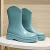 New Autumn Winter Winter Rain Boots Cashmere Manga M￩dia Moda Fashion Rain Sapatos ao ar livre galoshes impermeabilizados deslizamentos adultos de borracha tiro de borracha