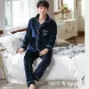 Pijamas masculinos flanela pijamas ternos de dormir masculino moda elegante pijama hombre masculino azul pijamas mangas compridas casual