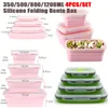 Bento Boxes 4pcsset Silicone Rectangle Lunch Collapsible Folding Food Container Bowl 3005008001200ml for Dinnerware 2210229479109