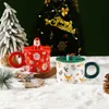 Canecas Nova Cerâmica de Natal Personalidade Cute Gingerbread Man Papai Noel Copo de Cafeteira de Café com Lid Friends Child Natal Presentes Y2210