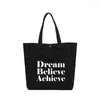 Shopping Bags Dream Believe Achieve Gift For Her Shoulder Bag Large Capacity Tote Canvas Women Student Book