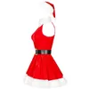 Stage Wear Christmas Lady Santa Claus Xmas Come Velvet Feather Red Suit Mascot Cosplay Carnival Party Fancy Dress T220901